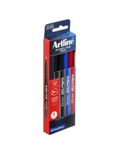 ARTLINE 220 FINELINER PEN 0.2MM ASSORTED PACK4