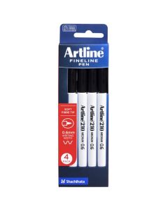 ARTLINE 210 FINELINER PEN 0.6MM BLACK PACK4