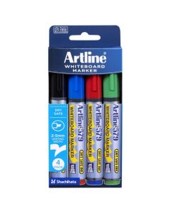 ARTLINE 579 WHITEBOARD MARKER 5MM CHISEL NIB ASSORTED WALLET 4