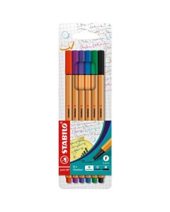 STABILO POINT 88 FINELINER ASSORTED WALLET 6