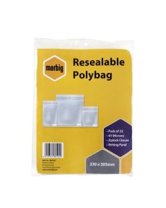 MARBIG  RESEALABLE POLYBAGS 230MMX305MM WRITING PANEL PK25