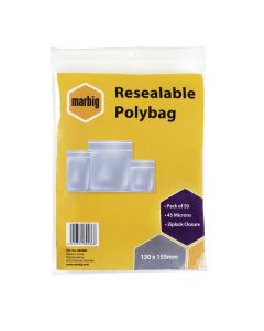 MARBIG  ZIP LOCK BAGS 130MMX155MM PK50