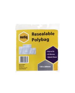 MARBIG  RESEALABLE POLYBAGS 130MMX200MM PK50
