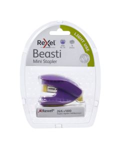 REXEL STAPLER MINI BEASTI PURPLE/YELLOW