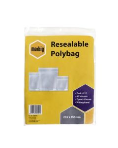 MARBIG  RESEALABLE POLYBAGS 255MMX355MM WRITING PANEL PK25
