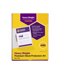MARBIG SHEET PROTECTORS HEAVYWEIGHT A4 100PACK