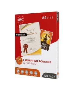 GBC LAMINATING POUCH A4 125 MICRON PACK 100 FILEX