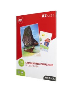 GBC LAMINATING POUCH A2 80 MICRON PACK 100