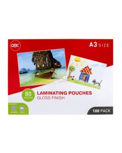 GBC LAMINATING POUCH A3 80 MICRON PACK 100