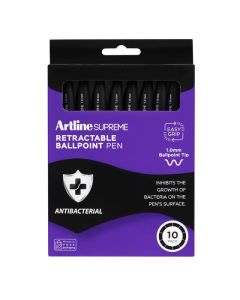 ARTLINE SUPREME RETRACTABLE BALLPOINT PEN R/BPP 1.0MM BLACK PACK10