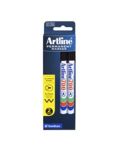 ARTLINE 700 PERMANENT MARKER 0.7MM BULLET NIB BLACK 2 PACK