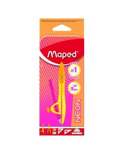 MAPED NEON 9-PIECE MATH SET WITH SLEEVE