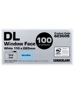 CUMBERLAND ENVELOPE 110X220MM WHITE BOX100