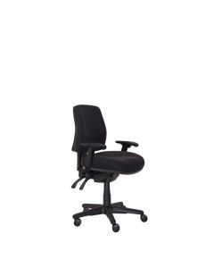 Buro Roma 3 Lever Mid Back Chair, with Arms, Black fabric
