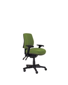Buro Roma 3 Lever Mid Back Chair, with Arms, Green fabric