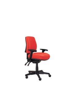 Buro Roma 3 Lever Mid Back Chair, with Arms, Red fabric