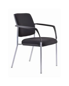 Buro Lindis 4 Leg Reflective Silver Frame, with Arms, Black fabric