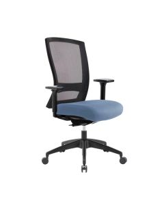 Buro Mentor Mesh Chair with Arms, Nylon Base - SafeTex Rust Cobalt fabric