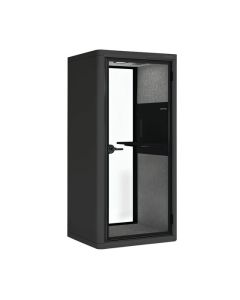 Koplus Milli Stand Booth, Graphite Grey exterior, Light Grey PET, Black desk