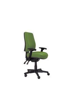 Buro Roma 3 Lever High Back Chair, with Arms, Green fabric