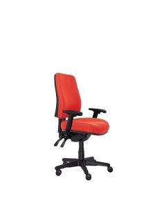 Buro Roma 3 Lever High Back Chair, with Arms, Red fabric