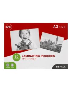 GBC LAMINATING POUCH A3 80 MICRON PACK 50 MATT