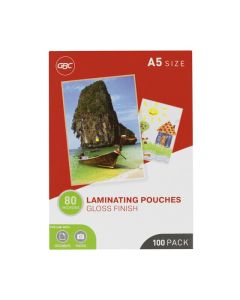GBC LAMINATING POUCH A5 80 MICRON PACK 100