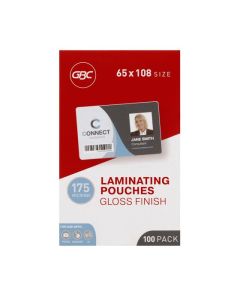GBC LAMINATING POUCH 65X108MM 175 MICRON PACK 100