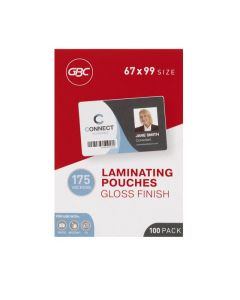 GBC LAMINATING POUCH 67X99MM 175 MICRON PACK 100