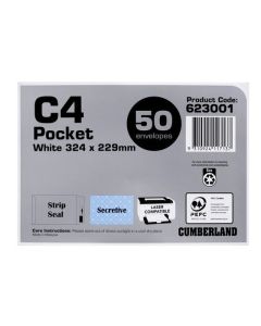 CMB ENVELOPE STP SEAL POCKET C4 WH PK25