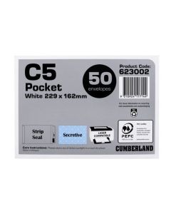 CMB ENVELOPE STP SEAL POCKET C5 WH PK25