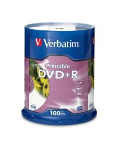 VERBATIM DVD SPINDLE 4.7GB DVD+R WHITE PACK OF 100