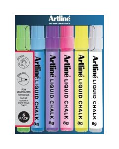 ARTLINE LIQUID CHALK DRY WIPE PK6 ASSTD HS