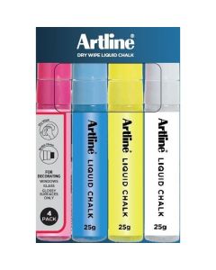 ARTLINE LIQUID CHALK JUMBO DRY WIPE PK4 ASSTD HS