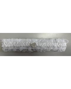 Bridal Sheer Ivory Garter with Small Heart 