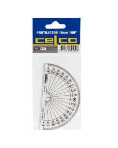 Celco Protractor 10cm 180 Degrees Clear Hangsell (Min Ord Qty 2)