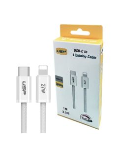 USP Lightning to USB-C Cable Braided 1m White