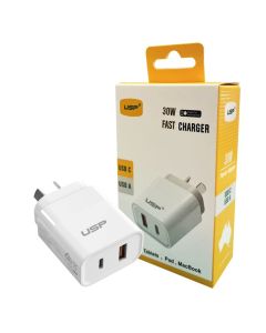 USP 30w USB-A /  USB-C Fast Wall Charger USP