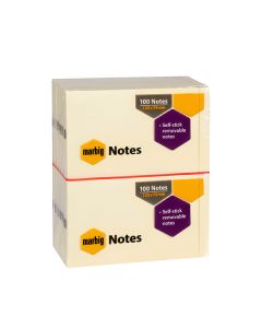 Marbig Sticky Notes Yellow 75mm x 125mm Pack 12 