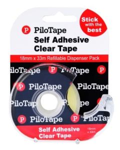 PiloTape Clear Tape Dispenser 18mmx33m BOX OF 12