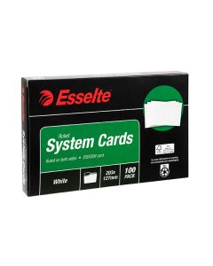 Esselte System Cards 203x127mm 8x5 Ruled White Pack of 100 (Min Ord Qty 1)