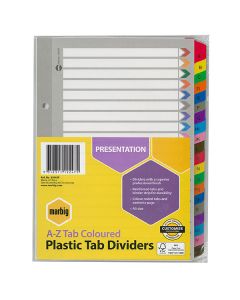 Marbig Dividers A-Z Tab Manilla Reinforced A5 Colours 