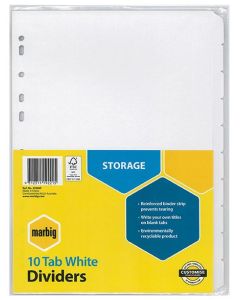 Marbig A4 Indices and Dividers 10 Tab Manilla White 