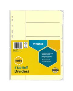 Marbig Dividers 5 Tab Manilla A4 Buff 
