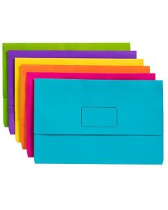 Marbig Foolscap Slimpick Document Wallet Brights Pk 10 (Min Ord Qty 1)