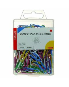 Esselte Paper Clip Plastic Coated 28mm Box 200 Assorted (Min Order Qty 2)