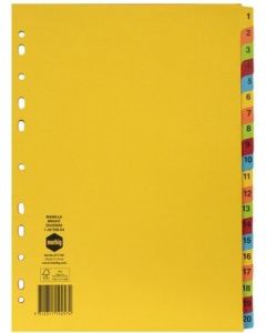 Marbig Dividers 1-20 Tab Manilla A4 Brights 