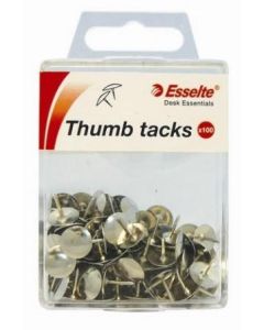 Esselte Thumb Tacks / Drawing Pins Box 100 Silver