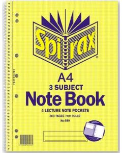 Spirax 599 3 Subject Notebook A4 300 Page 