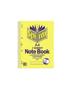 Spirax 606 4 Subject Notebook A4 320 page 